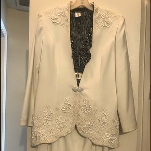 Cream Three piece beaded ladies suit.